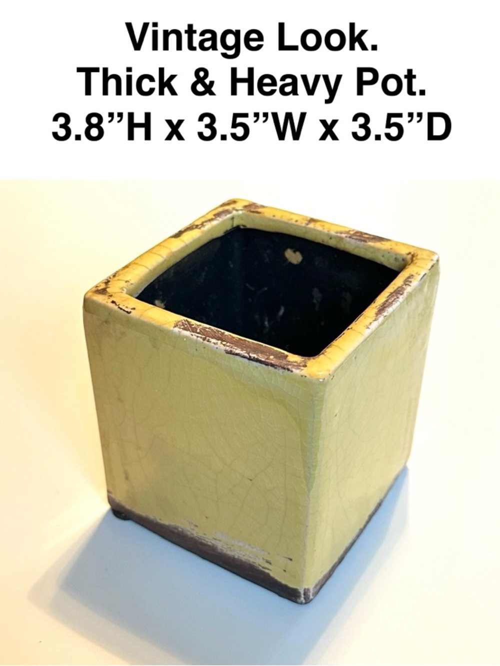 5/&15💥 Vintage Look Yellow Ceramic Plant Flower Pot Home Art Accent